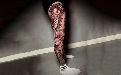 leg tattoos men|feminine leg sleeve tattoos.